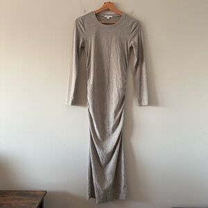 James Perse Long Sleeve Ruched Velvet Bodycon Midi Dress Size 1 Small Minimalist